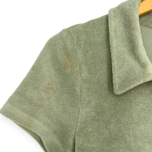 Topshop | Size 8 | Towelling Collared Mini Dress In Sage Green - Picture 11 of 12